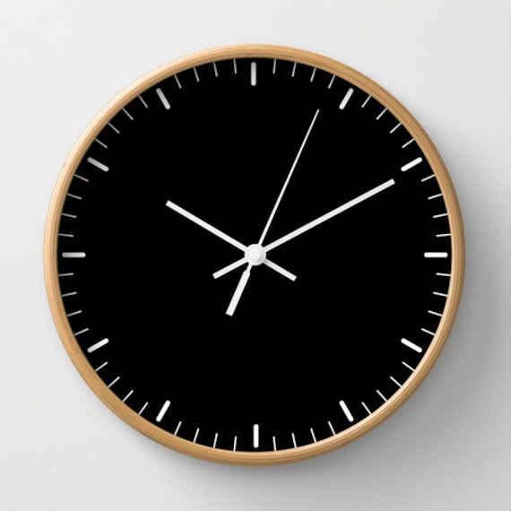 Horloge Murale Noire Classique Noir et Blanc Design Minimaliste Décoration Contemporaine Montre Lign