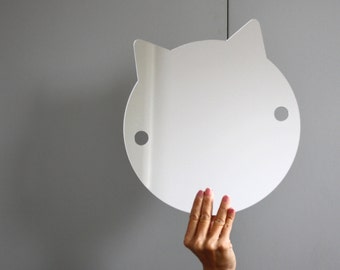 Specchio gatto per amanti dei gatti, specchio in plastica a forma di gatto, specchio di design moderno per decorazioni di pareti