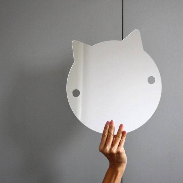 Cute cat decor small wall mirror for kids