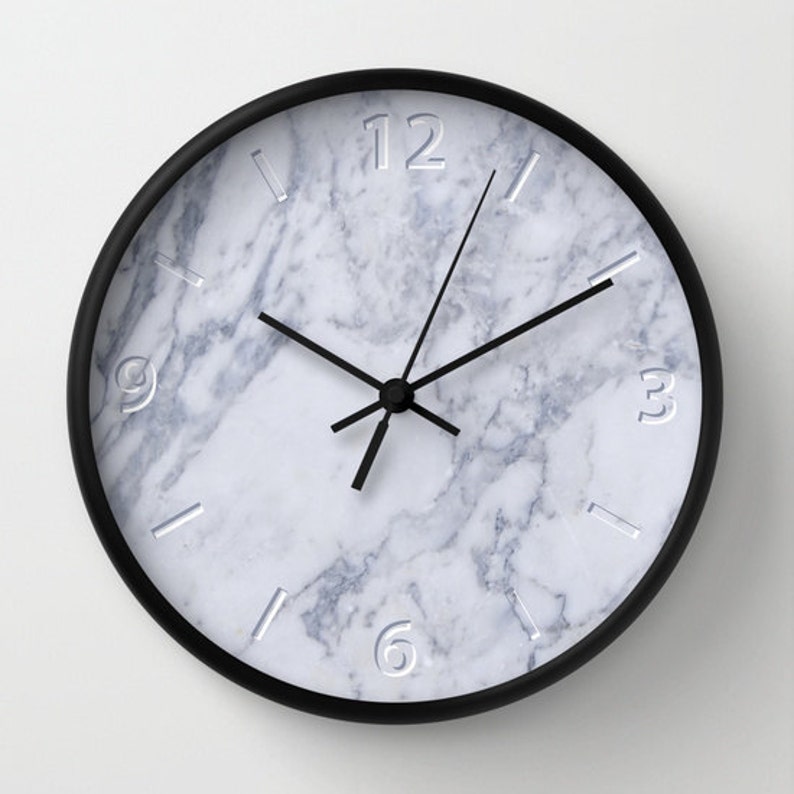 White marble effect wall clock architect clock interior Etsy