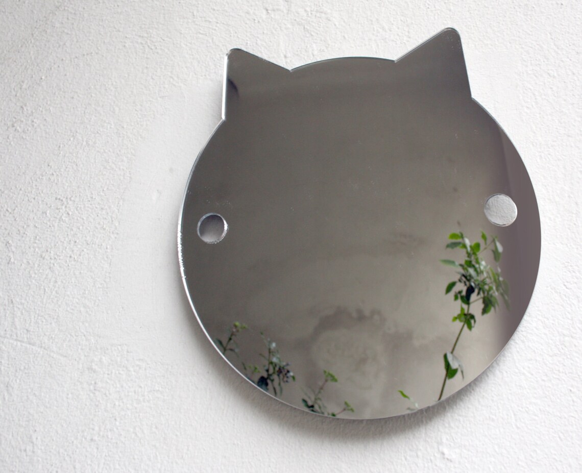 Cute cat mirror decor for cat lovers nursery room wall Etsy