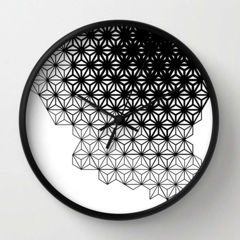 Geometric Wall Clock Black and White Wall Decor Modern Etsy
