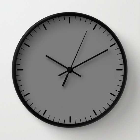 Grey wall clock classic design black and white minimalist Etsy