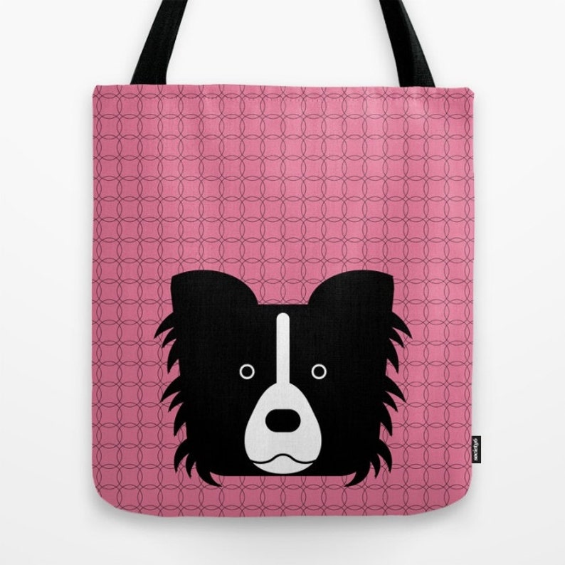 Border Collie Tote Bag Pink Bag Dog Bag Dog Lover Dog Portrait Etsy