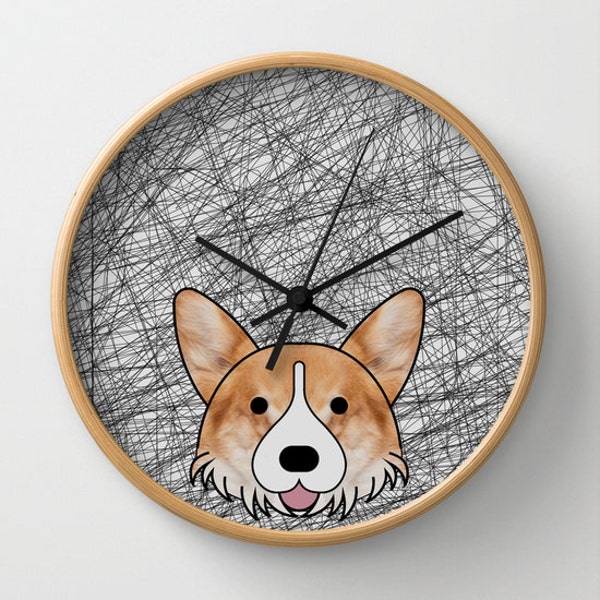 Welsh corgi  wall clock, portrait dogs clock, gift for parent dog, interior design, wall decoration, my pit bull decor, pit bull art decor