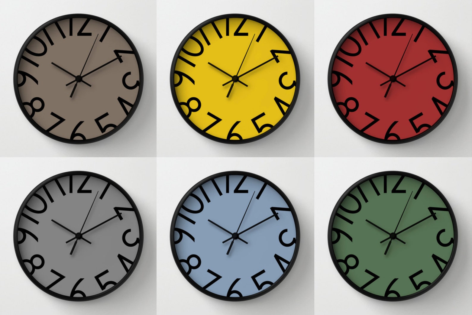 Wall clock with big numbers numbered wall clock black and Etsy