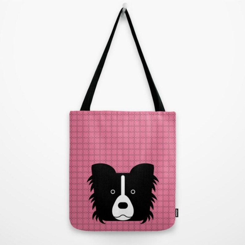 Border Collie Tote Bag Pink Bag Dog Bag Dog Lover Dog Portrait Etsy