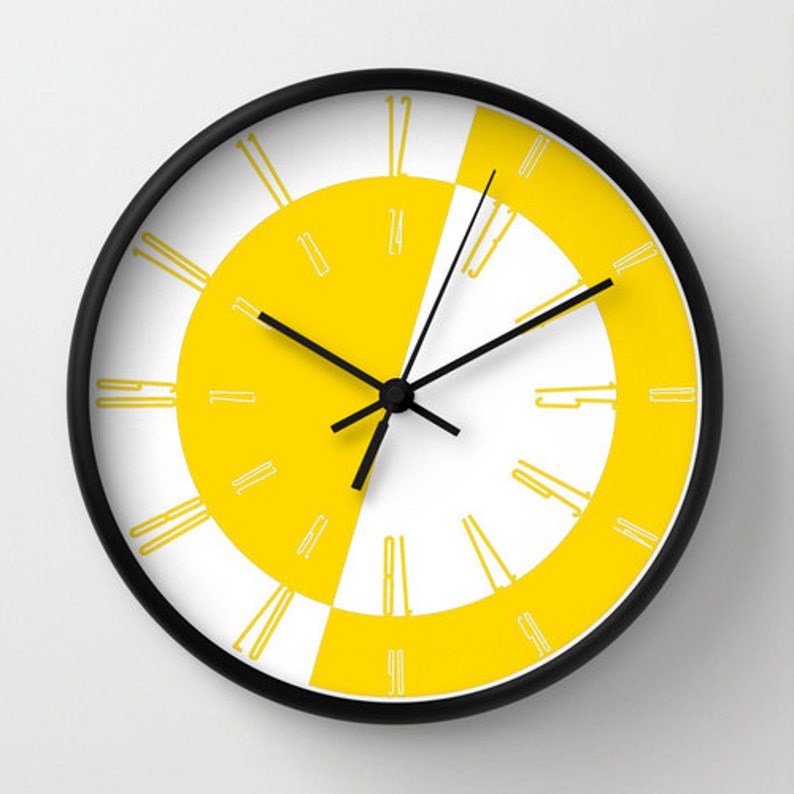 Yellow wall clock wall clock with numbers 10 inch clock Etsy
