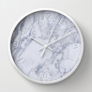 White marble wall clock, minimalist clock, minimal home decor, for the office, unique home decor