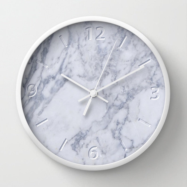 White marble effect wall clock architect clock interior Etsy