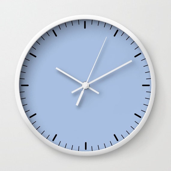 Blue Wall Clock Contemporary Minimalist Classic Dial With Lines Pattern Modern Gift Idea Interior Decor Unique Design Very Cool