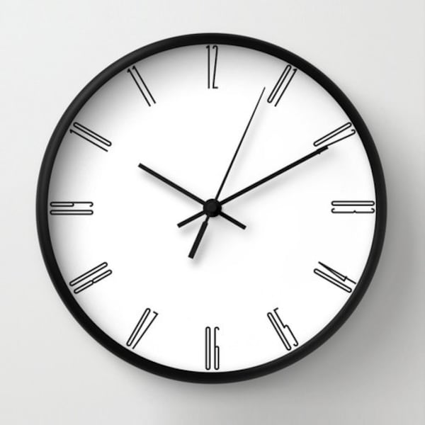 Horloge à chiffres fins, décoration minimaliste, horloges classiques, chiffres noirs, horloge murale unique