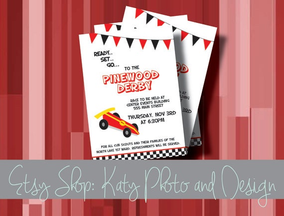 Custom Pinewood Derby Invitation 5x7 Inches Etsy