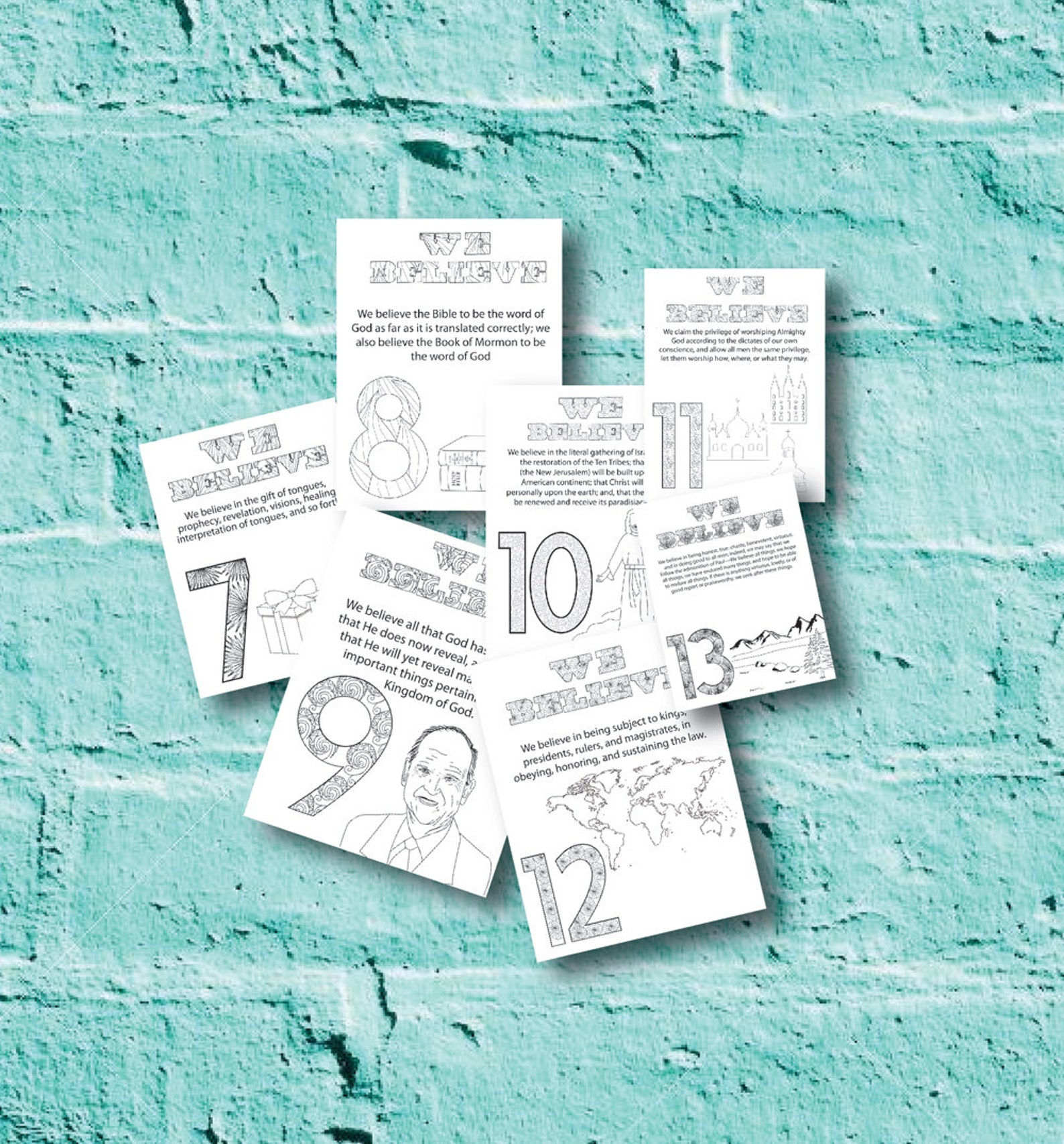 LDS Article of Faith 1-13 Coloring Pages. Activity Day// Primary ...