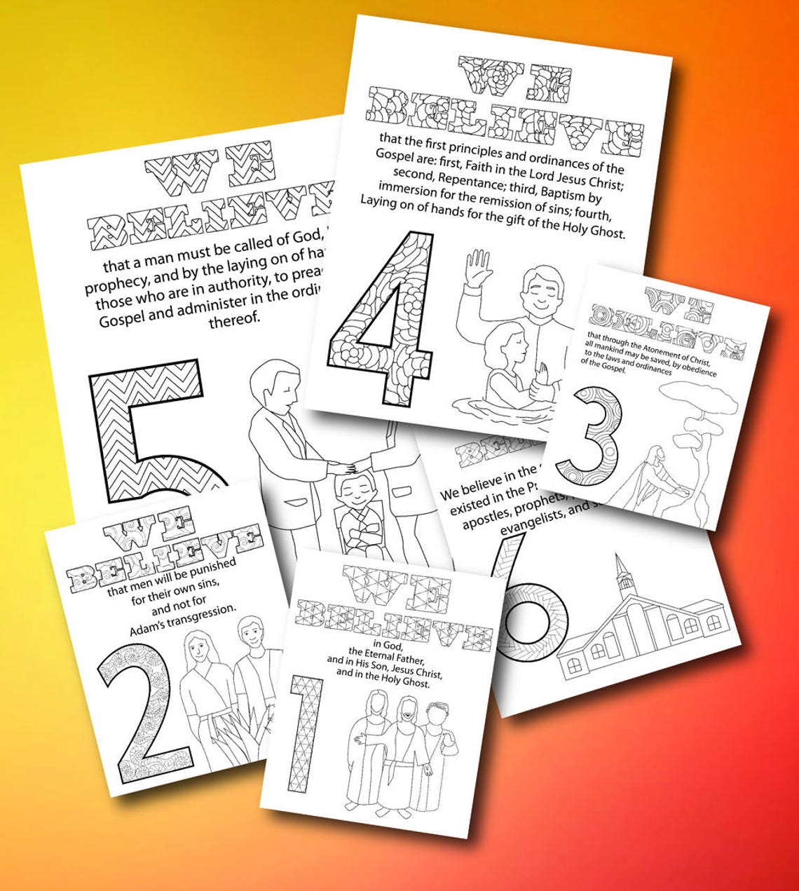 LDS Article of Faith 1-13 coloring pages. Activity Day ...