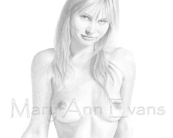 Mary Ann Evans Female Nude Study (MAEP211) MATURE. Print from original graphite drawing