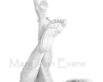 Mary Ann Evans Erotic Female Nude Study (MAEP213) MATURE. Print from original graphite drawing