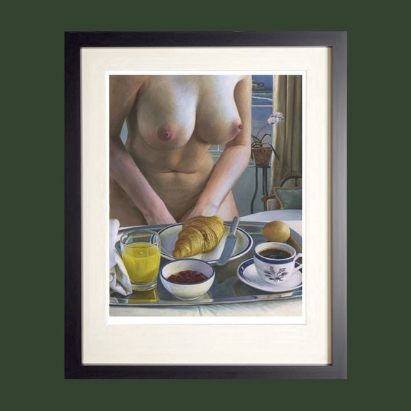 Le Petit Déjeuner: limited edition print from original painting by Mary Ann Evans - Female Nude breakfast scene