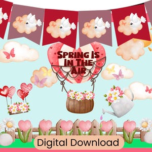 Spring Classroom Bulletin Board Set, Spring is in The Air, Student Name Tags, Spring Classroom Decorations, Teacher Printable, Flower Decor