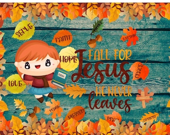 Fall For Jesus Bulletin Board Set, Bible School Bulletin Board, Jesus Bulletin Board, Church Bulletin, Church Printable, Name Tags, Thankful