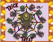 Halloween Classroom Bulletin Board, Trick or Treat, Fall Bulletin, Autumn Bulletin, Teacher Printable, Student Name Tags, Fall Decor, Spider