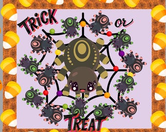 Halloween Classroom Bulletin Board, Trick or Treat, Fall Bulletin, Autumn Bulletin, Teacher Printable, Student Name Tags, Fall Decor, Spider