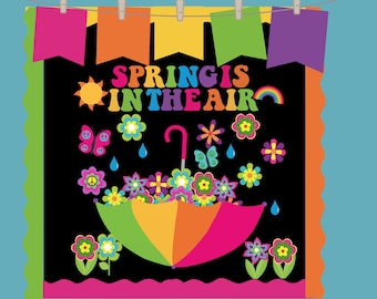Frühlings-Klassenzimmer-Pinnwand-Set, Frühling liegt in der Luft, Namensschilder für Schüler, Frühlings-Klassenzimmerdekorationen, Lehrer zum Ausdrucken, Blumendekor