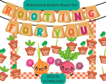 Rooting For You Bulletin Board | Plant Theme Classroom Decor | Motivational Printable PDF | 8.5x11 Instant Download