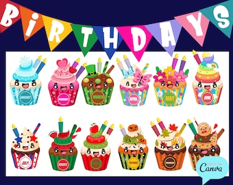 Birthday Classroom Bulletin Board Set, Cupcake Bulletin Board, Editable Classroom Bulletin, Birthday decor, Teacher Printable, Birthday dec
