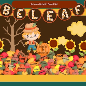 Autumn Bulletin Board Set, Fall Bulletin Board Set, Halloween Bulletin, Autumn Decor, Student Name Tags, Teacher printable,