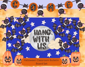 Halloween Bulletin Board, Classroom Decor, Printable Bulletin, Fall bulletin, Autumn Bulletin, Student Name Tags, Fall Decor, Bats bulletin