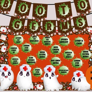Fall Healthy Habits Bulletin Board set, Healthy Habits Bulletin, Fall Decor, Teacher printable, Halloween Bulletin, Ghost Bulletin, Cute
