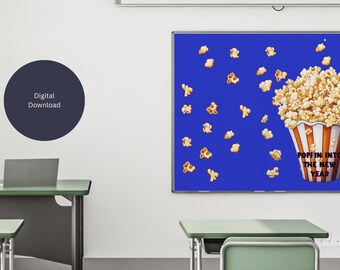 New Year Classroom Bulletin Board Set, Popcorn, Classroom Decorations, New Year Classroom Decorations, Classroom Chalkboard Wall Decoration