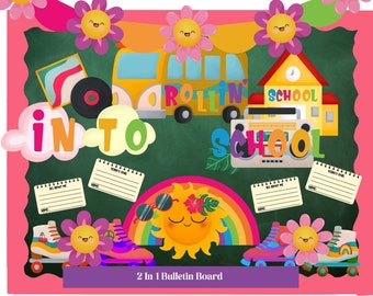 Welcome Back School Bulletin Board Set, End of the School Year Bulletin Board, Rollin into School, Rolling into Summer, Printable, 2 in 1