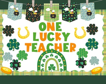 St. Patrick's Classroom Bulletin Set, One Lucky Teacher Bulletin, Name Tags, Lucky Bulletin Board, St. Patrick's decor, Teacher Printable