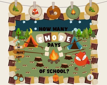 School Countdown Bulletin Board Decorations, Smores Classroom Bulletin, May classroom bulletin, Summer Classroom Bulletin, Teacher Printable