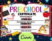 Editable Preschool Graduation Certificate, Teacher printable, Preschool Graduation, Student certificate, Reward, Preschool Diploma