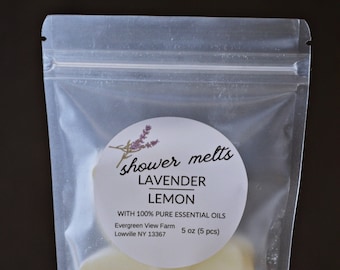 Lavender Lemon Shower Steamers: 100% Pure Essential Oils - 5 Melts