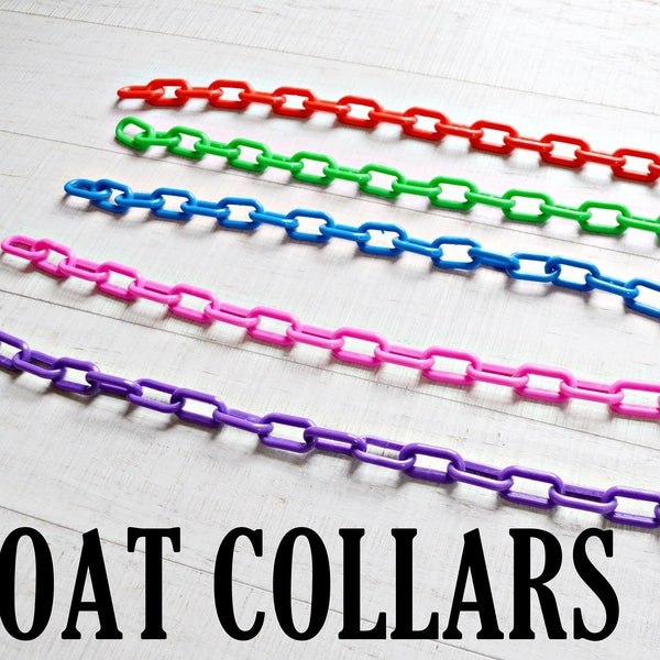 Goat Collars, Plastic Chain Animal Nigerian Dwarf Pygmy Minis, Breakaway Safety Feature, Durable Easy to Clean, Pink Purple Green Blue Red