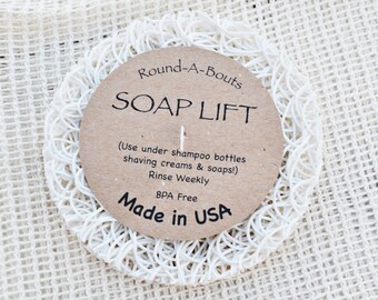 White Round Soap Lift Holder: Eco-Friendly Bioplastic Dish Drainer