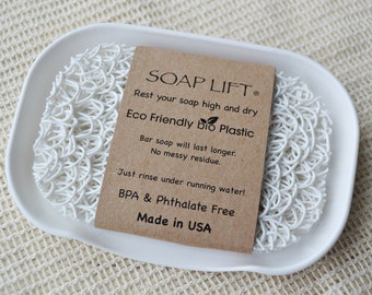 White Soap Lift Set: Eco-Friendly Bar Soap Saver Tray