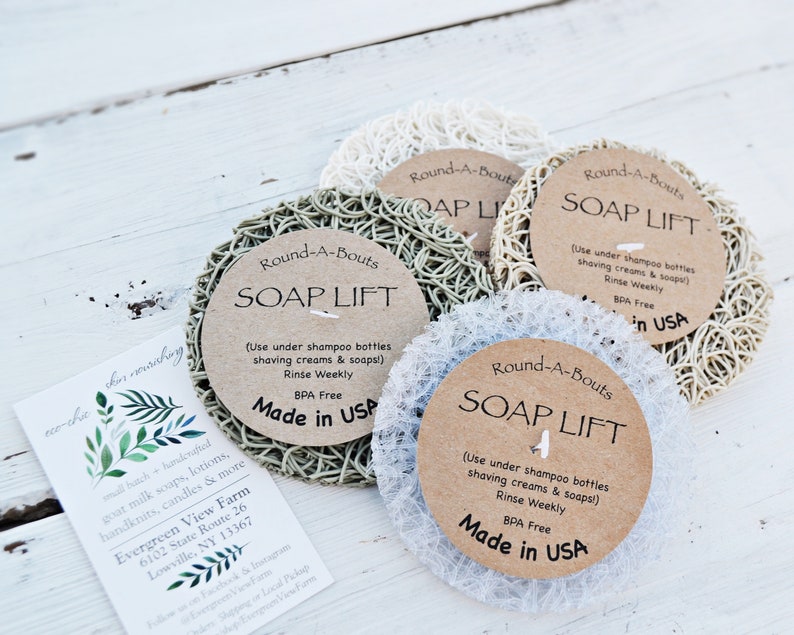 Ecofriendly BPA-Free Kitchen Bathroom Dish Drainer Tray Natural Green Living Sustainable Soap Lifts\u00ae Round Soap Holders Round-A-Bouts
