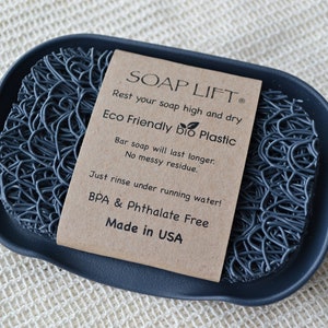 Soap Lift Charcoal | Waterfall Soap Dish Dispenser *New* Colors | Ecofriendly Bar Saver Tray Drainer| Shower Bathroom Kitchen