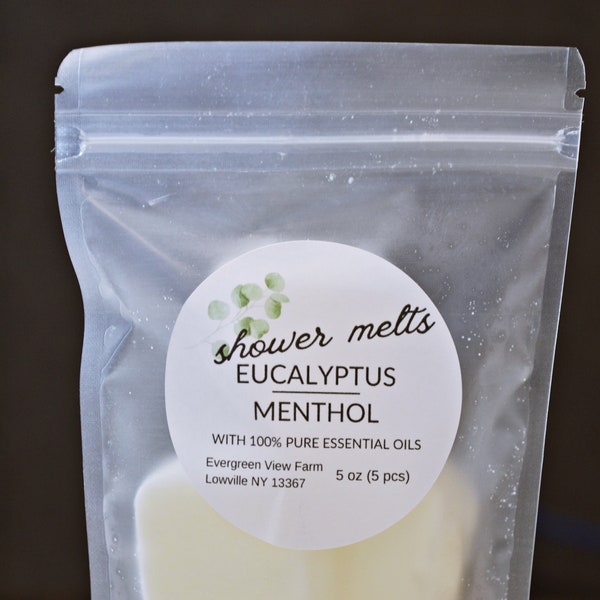 Eucalyptus Menthol Shower Steamers | 100% Pure Essential Oils | 5 Tabs | Natural Self Care Gift | Gift Idea