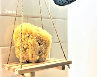 Natural Sea Sponge Sustainable Bath Ecofriendly Round Oval Cuts Wooden Caddy Holder