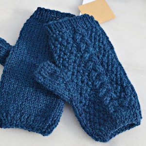 WOMENS KNIT GLOVES - Fingerless Cable Knit Wool Handknit Wrist Handwarmers Mittens Winter Texting Custom Colors