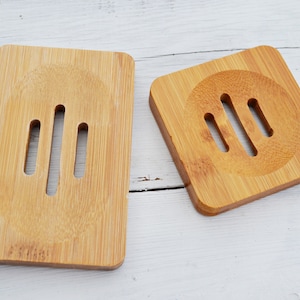 Bamboo Wooden Soap Holder |Ecofriendly Soap Dish Tray Drainer |Mini or Rectangle |Bathroom Kitchen |Pairs with Soap Lifts® (sold separately)