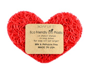 Valentine's Heart Soap Saver Holder: Eco-Friendly Bioplastic Soap Lift