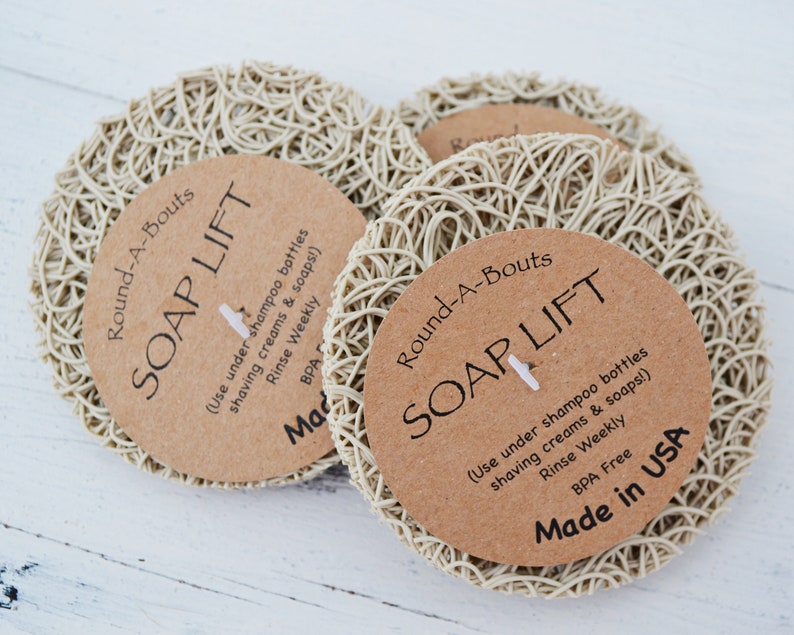 Ecofriendly BPA-Free Kitchen Bathroom Dish Drainer Tray Natural Green Living Sustainable Soap Lifts\u00ae Round Soap Holders Round-A-Bouts