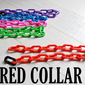 Red Plastic Chain Goat Collar: Breakaway Safety, Easy Clean